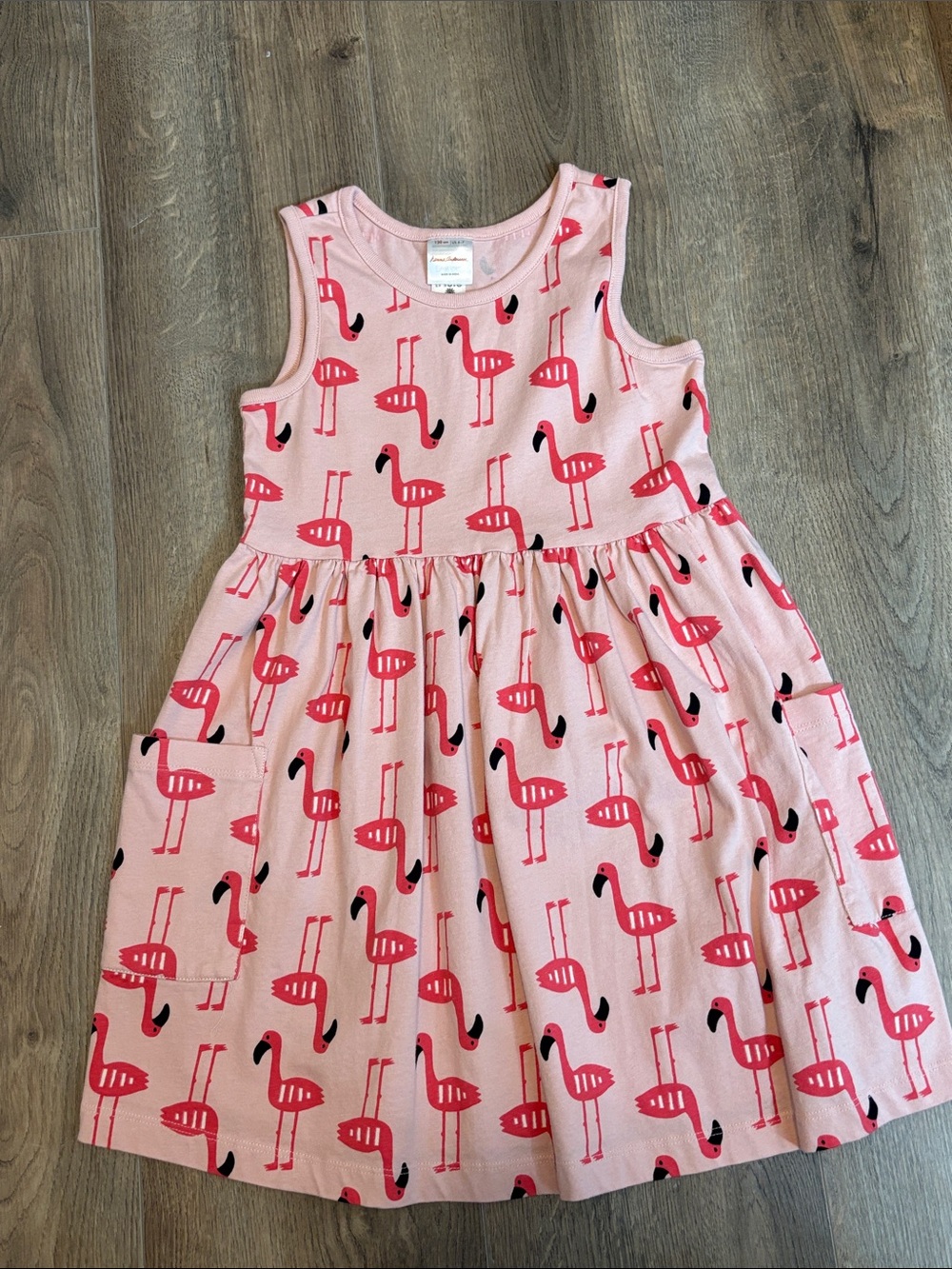 Hanna Andersson Pink Flamingo Print Sleeveless Cotton Dress